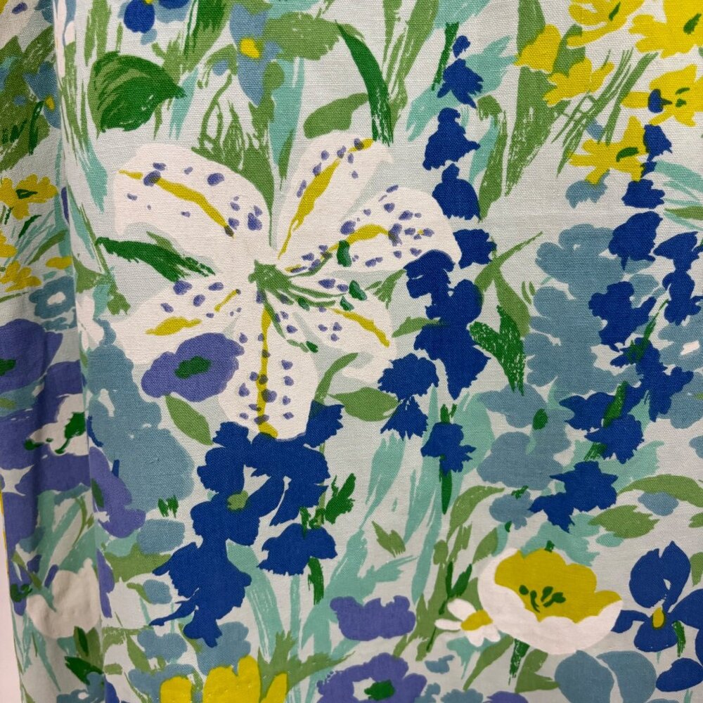 Vintage 70s Midi Skirt Women's Small Large Floral Print Blue Green Susan Bee - Picture 4 of 10